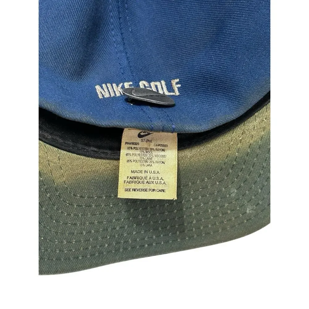 Vintage Nike Golf Hat Fitted Size Swoosh Cap Made in USA Blue